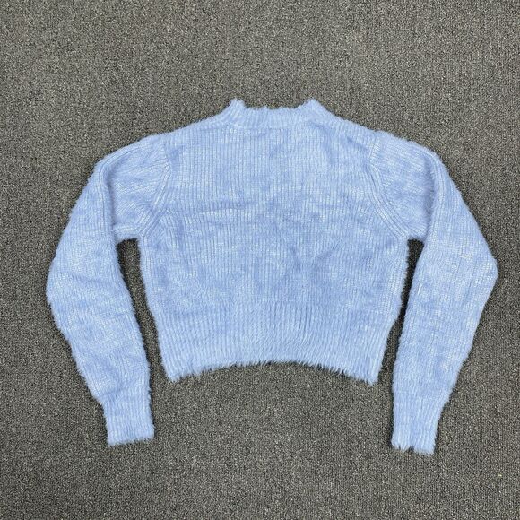 Windsor Pullover Long Sleeve Sweatshirt Fluffy Front Tie Crop Womens Size Small - Picture 4 of 5